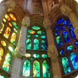 The spectrum of light, symbolized by the rainbow...red, orange, yellow, green, blue, indigo, violet.  Another nod to nature's glory in the Sagrada Familia.