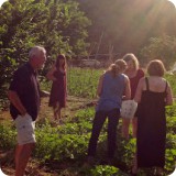 The artists gather fresh herbs and produce from the Monastery garden, while Spartacus whinnies for an apricot treat.