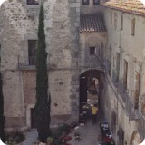 The artist's common kitchen and dining area provided an expansive view of the defense tower, gardens and garden gate - where ripe produce is being harvested for market.