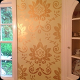 244  Dining Room; Hand-wrought "Wallpaper" Effect Stenciled Metallic Gold Ornament