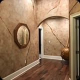Entrance Foyer & Adjoining Hallways; Lusterstone Finish with Gilded Metallic Foil Marbled Vein Fractures.