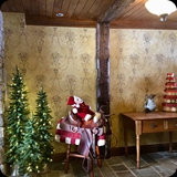 Entrance Foyer & Adjoining Hallways; Faux Finished Background with Stenciled Allover Ornamental Damask Effect.